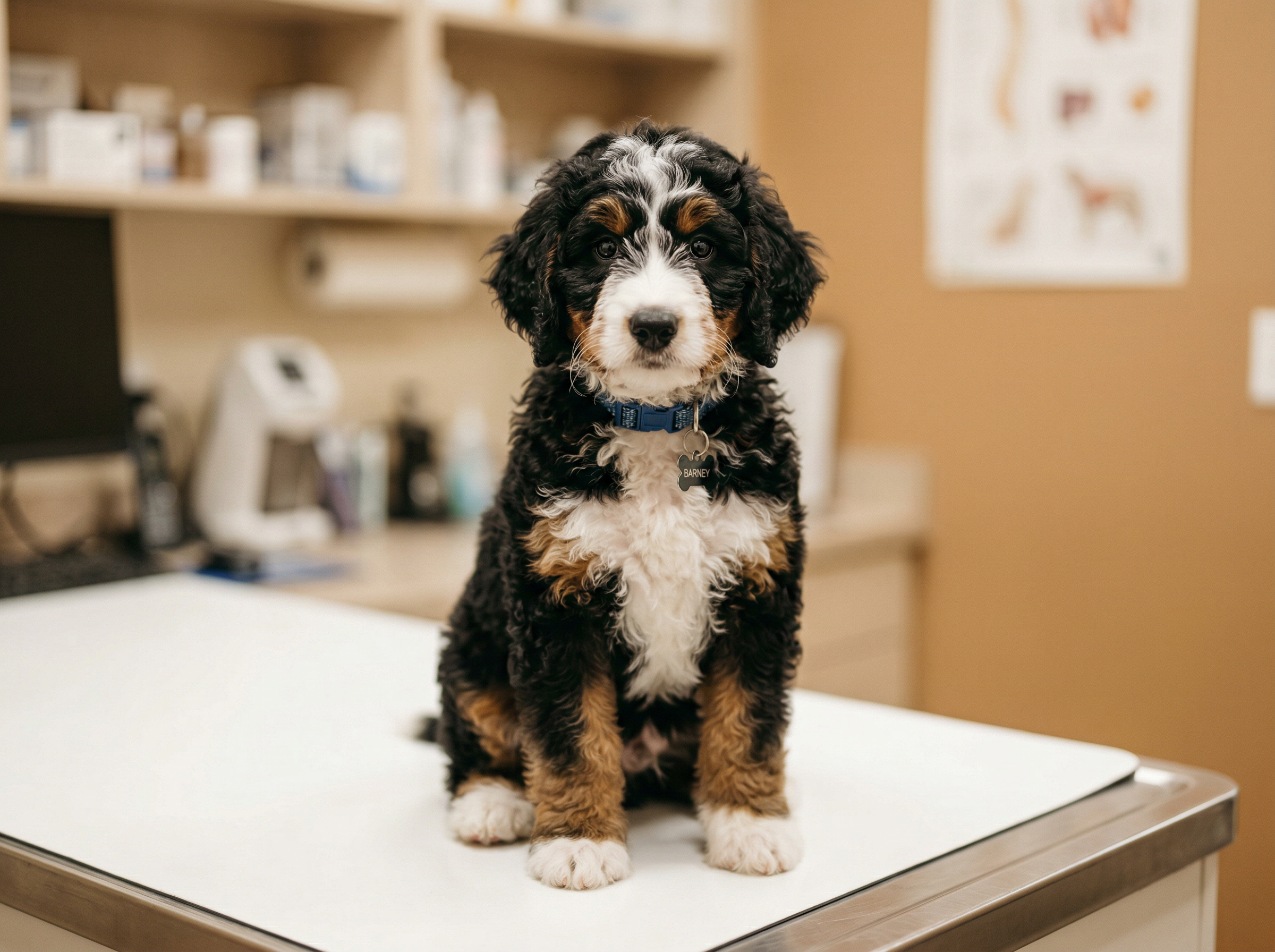 Lone Star Pups veterinarian completing final health evaluation before puppy placement
