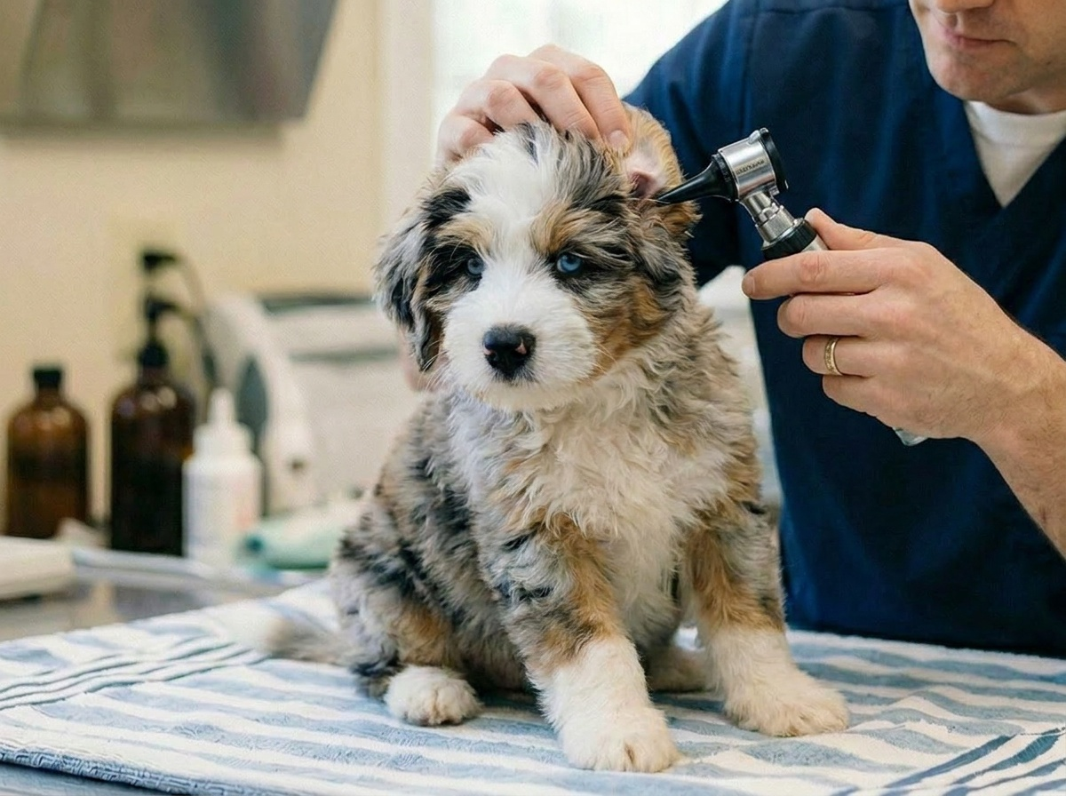 A puppy settling into its new home comfortably