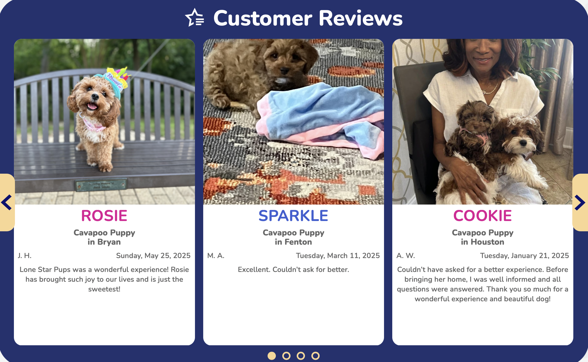 lone star pups image of three customer reviews